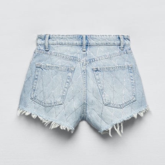 Zara RHINESTONE CURVED SHORTS TRF - Picture 4 of 9